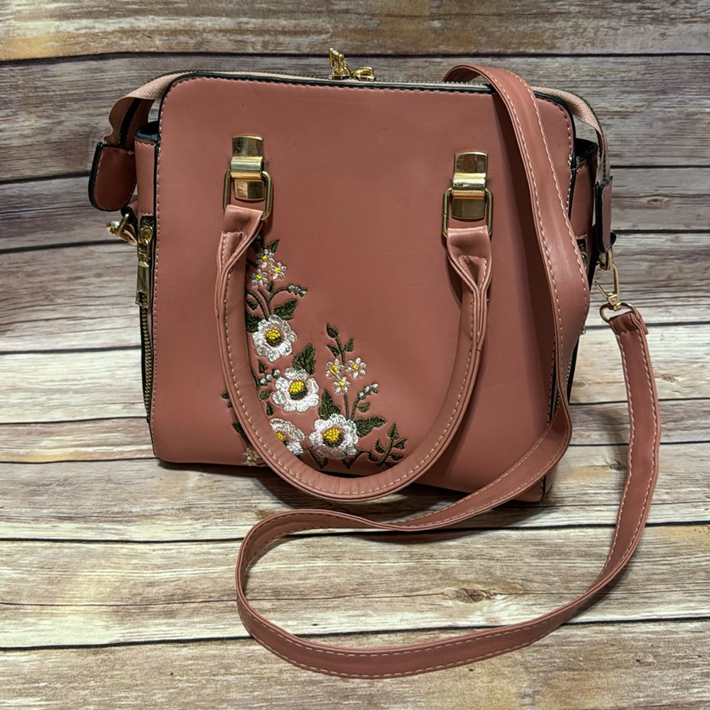 Pink Embroidered Purse